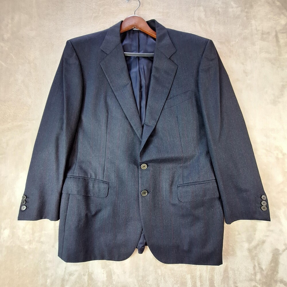 Ermenegildo Zegna Blazer Mens 46R Gray Pinstripe Ventless Louis Boston